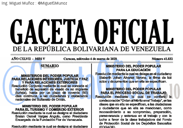 Gaceta Oficial 41832 del 4 marzo 2020
