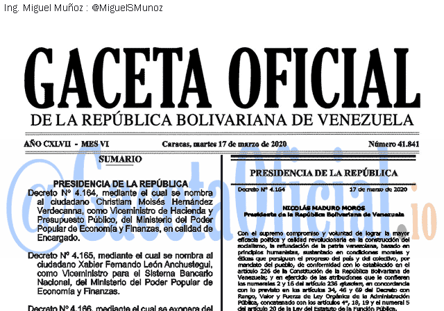 Gaceta Oficial 41841 del 17 marzo 2020