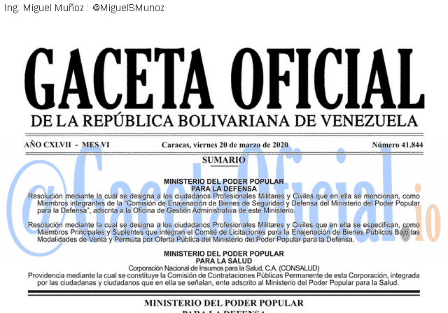 Gaceta Oficial 41844 del 20 abril 2020