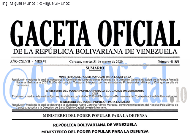 Gaceta Oficial 418511 del 31 marzo 2020
