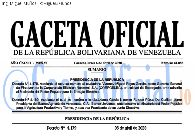 Gaceta Oficial 41851 del 6 abril 2020