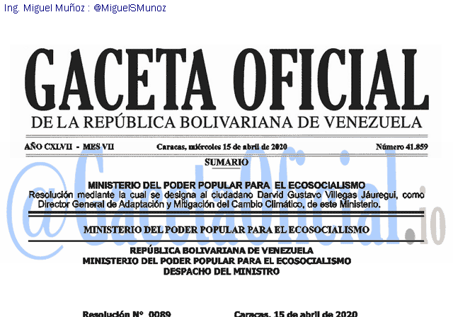 Gaceta Oficial 41859 del 15 abril 2020