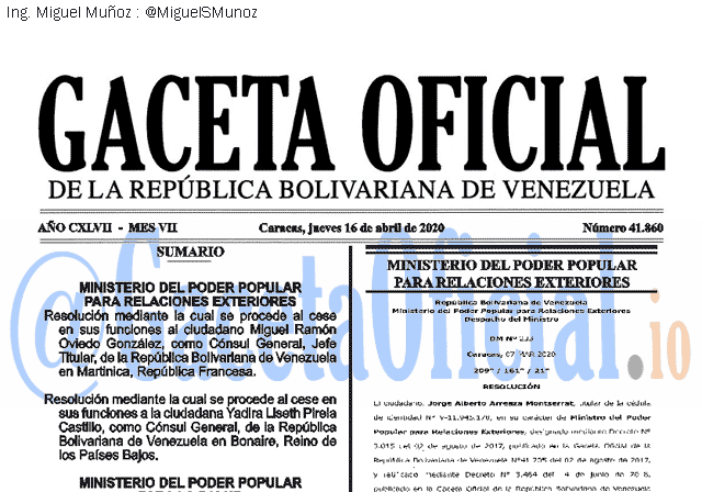 Gaceta Oficial 41860 del 60 abril 2020