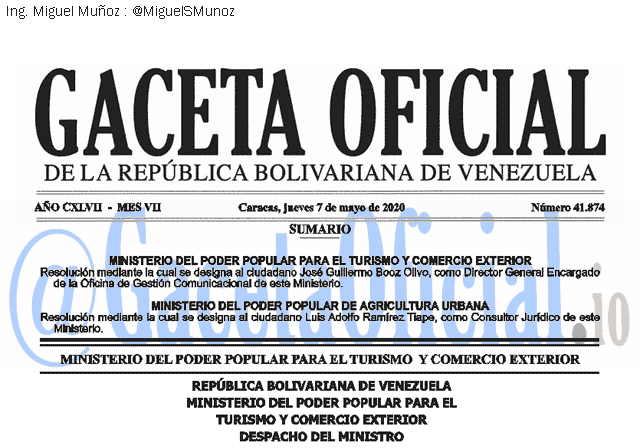 Gaceta Oficial 41874 del 7 mayo 2020