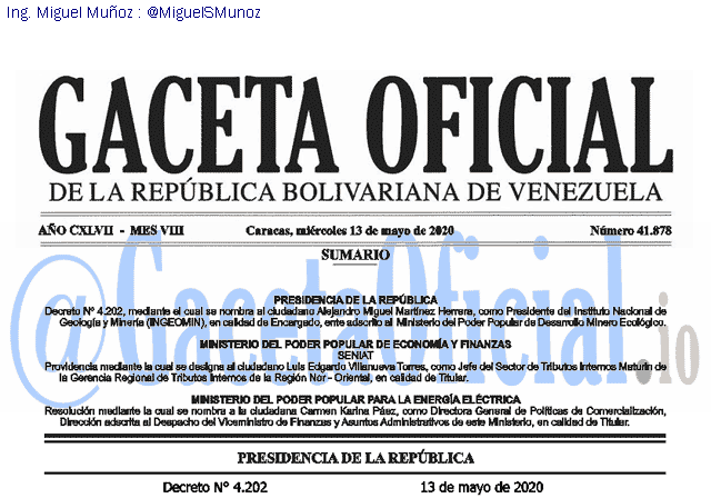Gaceta Oficial 41878 del 13 mayo 2020 Gaceta Oficial 41878 del 13 mayo 2020