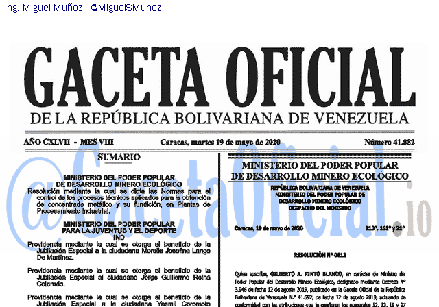 Gaceta Oficial 41882 del 19 mayo 2020