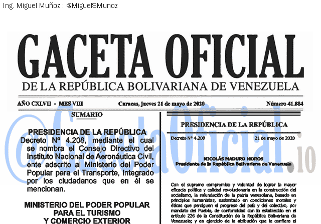 Gaceta Oficial 41884 del 21 mayo 2020