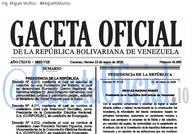 Gaceta Oficial 41885 del 22 mayo 2020