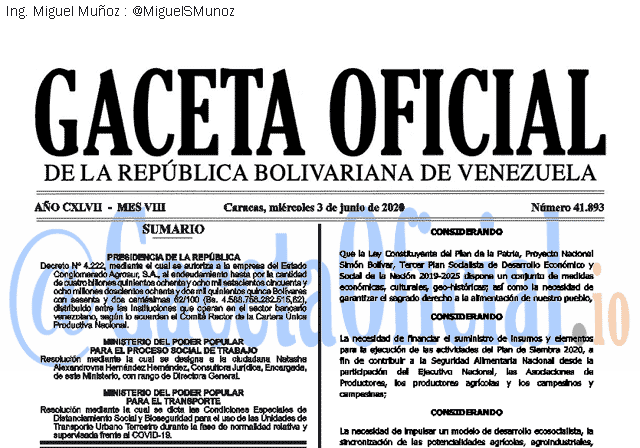 Gaceta Oficial 41893 del 3 junio 2020