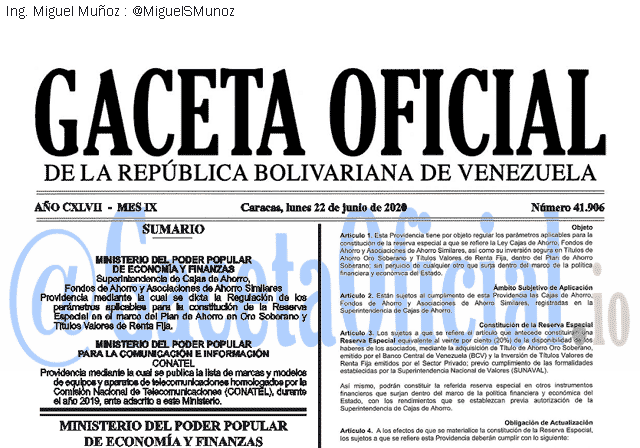 Gaceta Oficial 41906 del 22 junio 2020