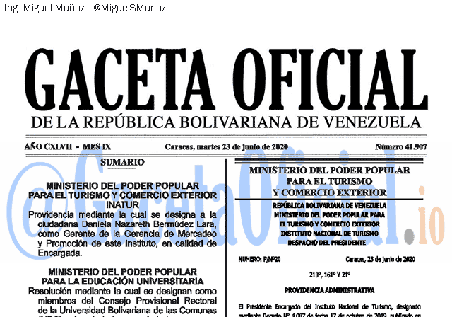 Gaceta Oficial 41907 del 23 junio 2020