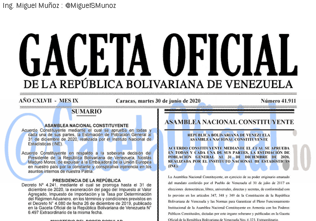 Gaceta Oficial 41911 del 24 junio 2020