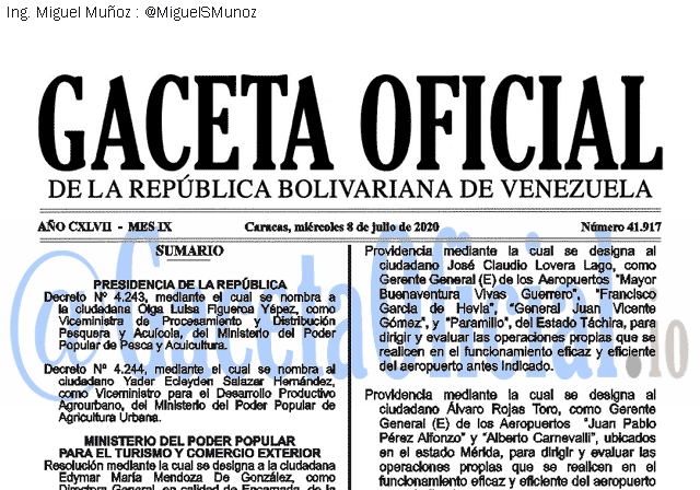 Gaceta Oficial 41917 del 8 julio 2020