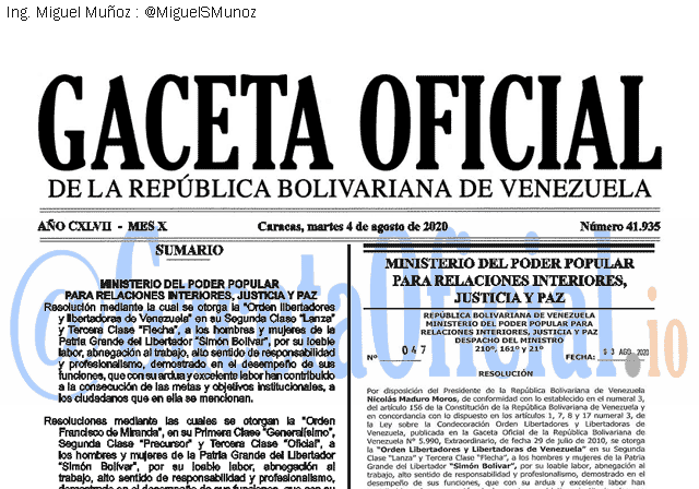 Gaceta Oficial 41935 del 4 agosto 2020