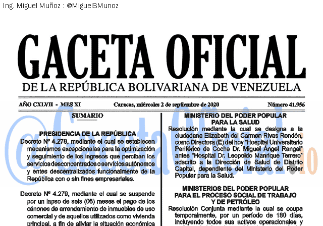 Gaceta Oficial 41956 del 2 septiembre 2020