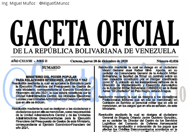 Gaceta Oficial 42026 del 10 diciembre 2020