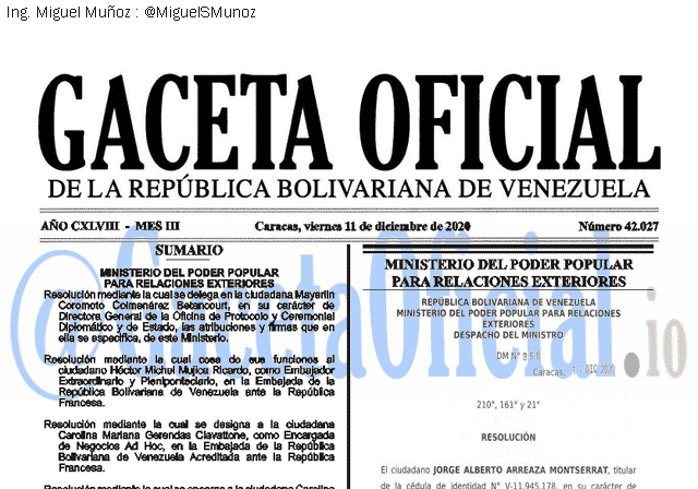 Gaceta Oficial 42027 del 11 diciembre 2020