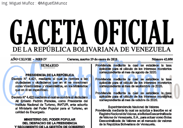 Gaceta Oficial 42050 del 19 Enero 2021