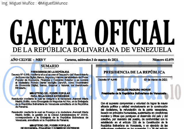 Gaceta Oficial 42079 del 3 marzo 2021