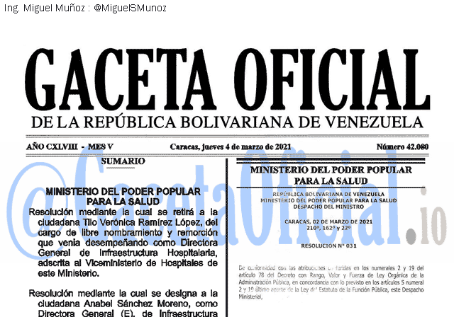 Gaceta Oficial 42080 del 4 marzo 2021
