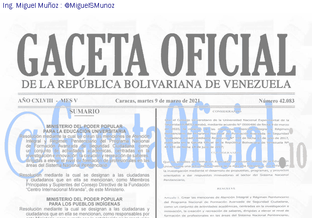 Gaceta Oficial 42083 del 9 marzo 2021