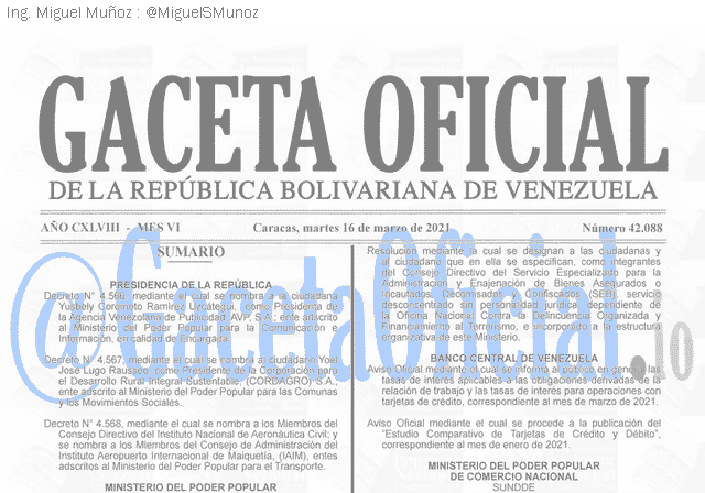 Gaceta Oficial 42088 del 16 marzo 2021