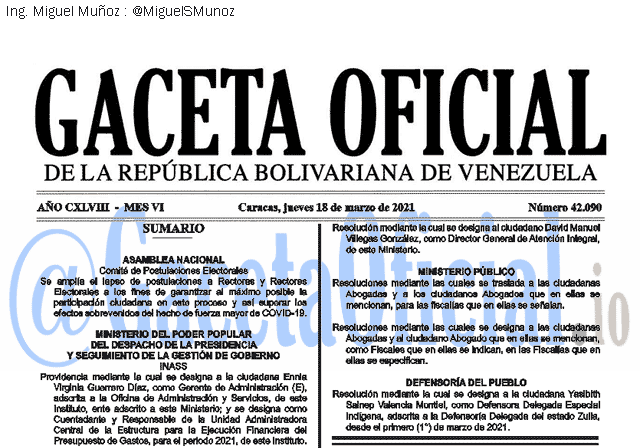 Gaceta Oficial 42090 del 18 marzo 2021