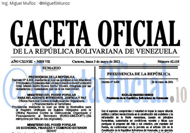 Gaceta Oficial 42118 del 3 mayo 2021 Gaceta Oficial 42118 del 3 mayo 2021