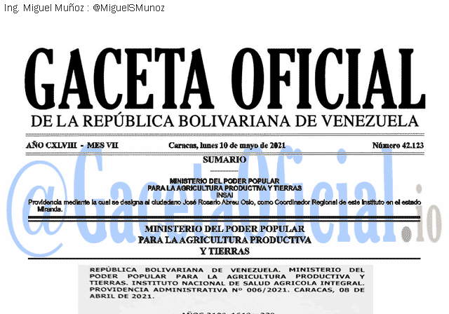 Gaceta Oficial 42123 del 10 mayo 2021 Gaceta Oficial 42123 del 10 mayo 2021
