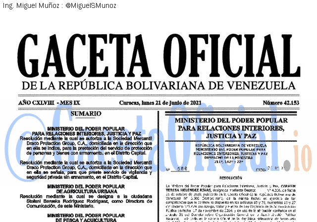 Gaceta Oficial 42153 del 21 junio 2021 Gaceta Oficial 42153 del 21 junio 2021