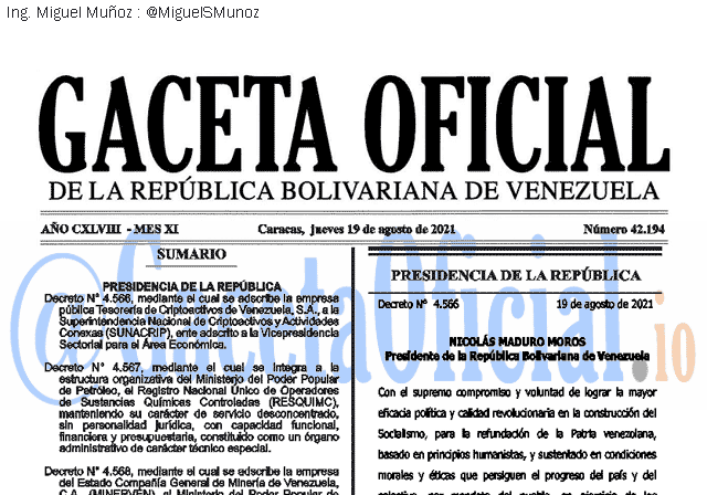 Gaceta Oficial 42194 del 19 agosto 2021 Gaceta Oficial 42194 del 19 agosto 2021
