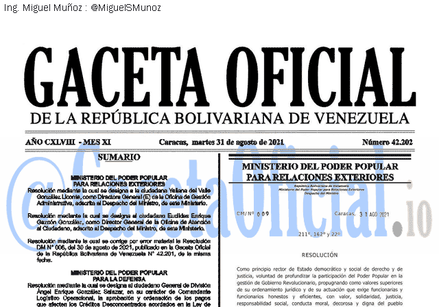 Gaceta Oficial 42202 del 31 agosto 2021