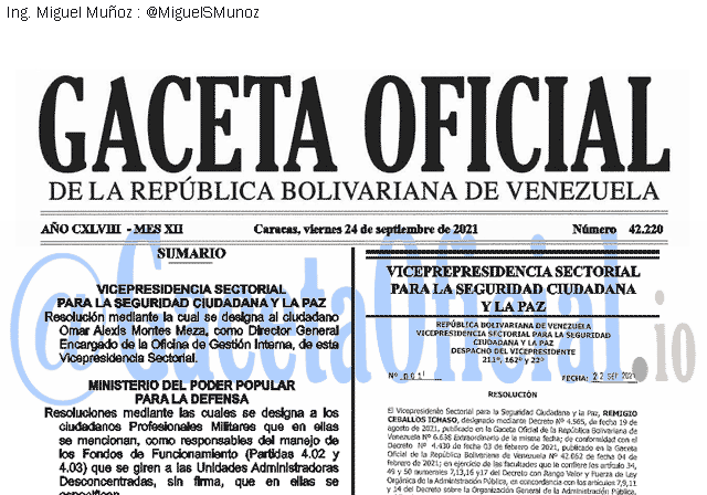 Gaceta Oficial 42220 del 24 septiembre 2021