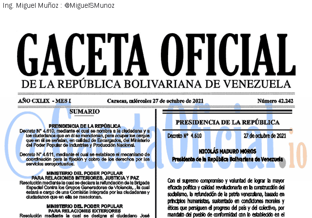 Gaceta Oficial 42242 del 27 octubre 2021