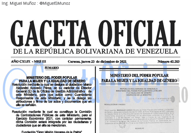 Gaceta Oficial 42283 del 232 diciembre 2021