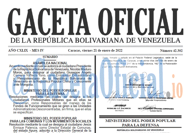 Gaceta Oficial 42302 del 21 enero 2022