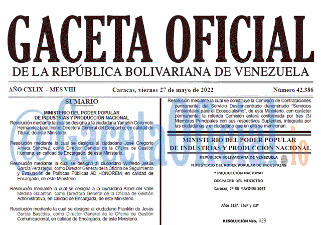 Venezuela Gaceta Oficial 42386 del 27 mayo 2022 Venezuela Gaceta Oficial 42386 del 27 mayo 2022