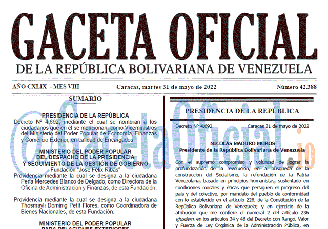 Venezuela Gaceta Oficial 42388 del 31 mayo 2022 Venezuela Gaceta Oficial 42388 del 31 mayo 2022