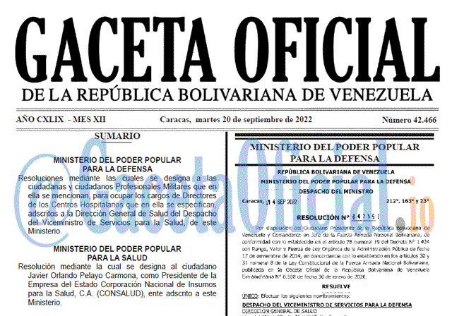 Venezuela Gaceta Oficial 42466 del 20 septiembre 2022 Venezuela Gaceta Oficial 42466 del 20 septiembre 2022