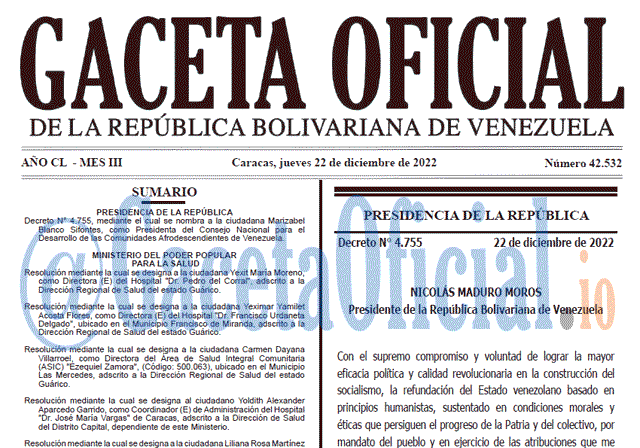 Gaceta Oficial, Gaceta 42532, Gaceta #42532, Gaceta Oficial Venezuela #42532