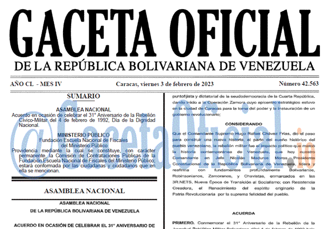 Gaceta Oficial, Gaceta 42563, Gaceta #42563, Gaceta Oficial Venezuela #42563