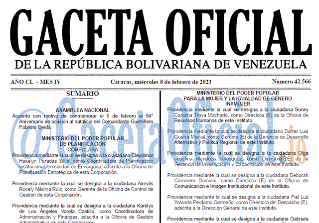 Gaceta Oficial, Gaceta 42566, Gaceta #42566, Gaceta Oficial Venezuela #42566