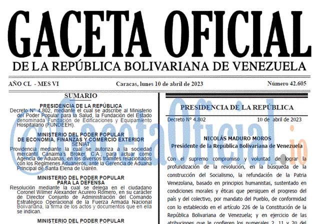 Gaceta Oficial, Gaceta 42605, Gaceta #42605, Gaceta Oficial Venezuela #42605