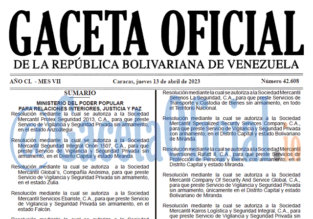 Gaceta Oficial, Gaceta 42608, Gaceta #42608, Gaceta Oficial Venezuela #42608