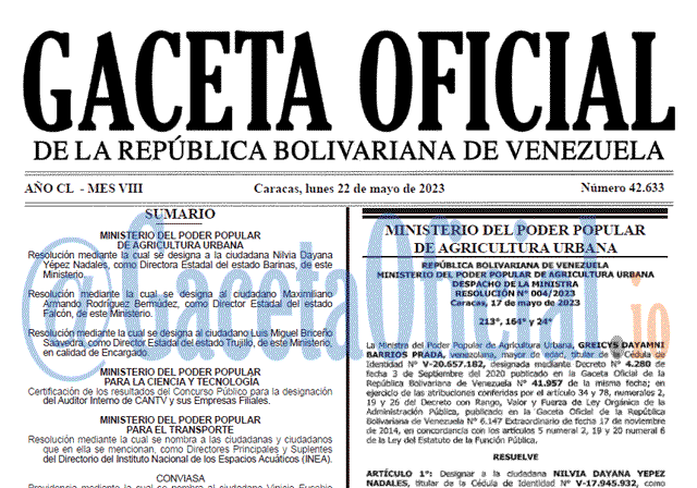 Gaceta Oficial, Gaceta 42633, Gaceta 42633 HD, Gaceta #42633, Gaceta Oficial Venezuela #42633