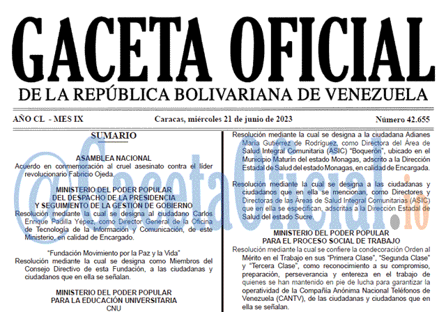Gaceta Oficial, Gaceta 42655, Gaceta 42655 HD, Gaceta #42655, Gaceta Oficial Venezuela #42655