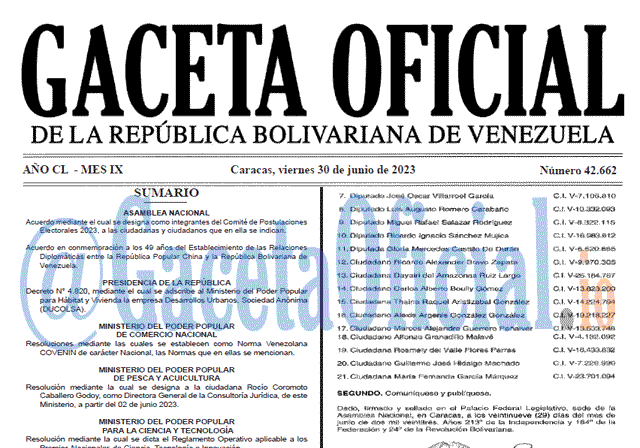 Gaceta Oficial, Gaceta 42662, Gaceta 42662 HD, Gaceta #42662, Gaceta Oficial Venezuela #42662