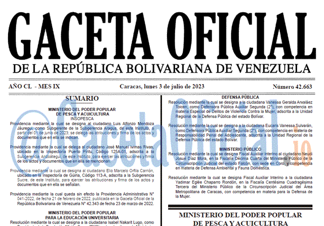 Gaceta Oficial, Gaceta 42663, Gaceta 42663 HD, Gaceta #42663, Gaceta Oficial Venezuela #42663
