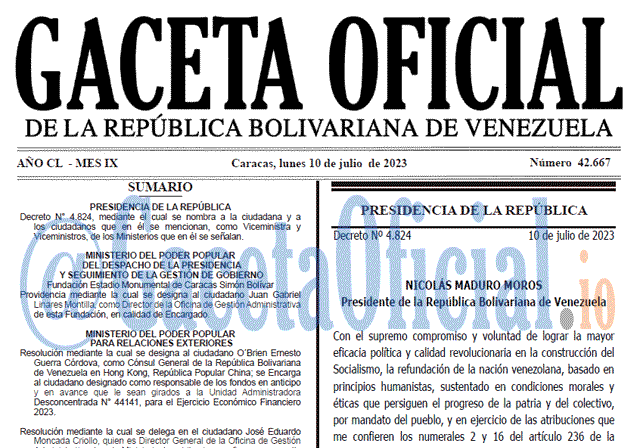 Venezuela Gaceta Oficial 42667 del 10 julio 2023 Gaceta Oficial, Gaceta 42667, Gaceta 42667 HD, Gaceta #42667, Gaceta Oficial Venezuela #42667