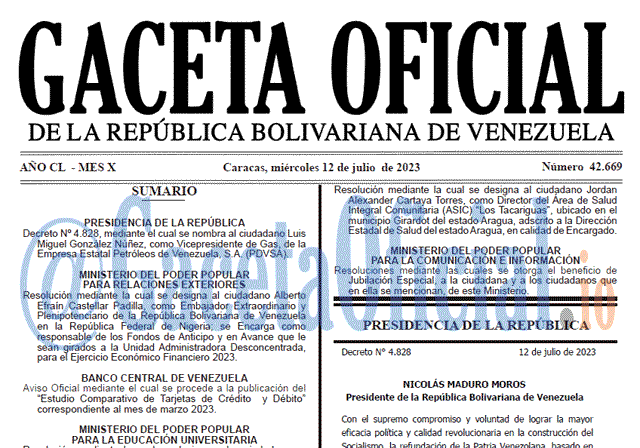 Venezuela Gaceta Oficial 42669 del 12 julio 2023 Gaceta Oficial, Gaceta 42669, Gaceta 42669 HD, Gaceta #42669, Gaceta Oficial Venezuela #42669